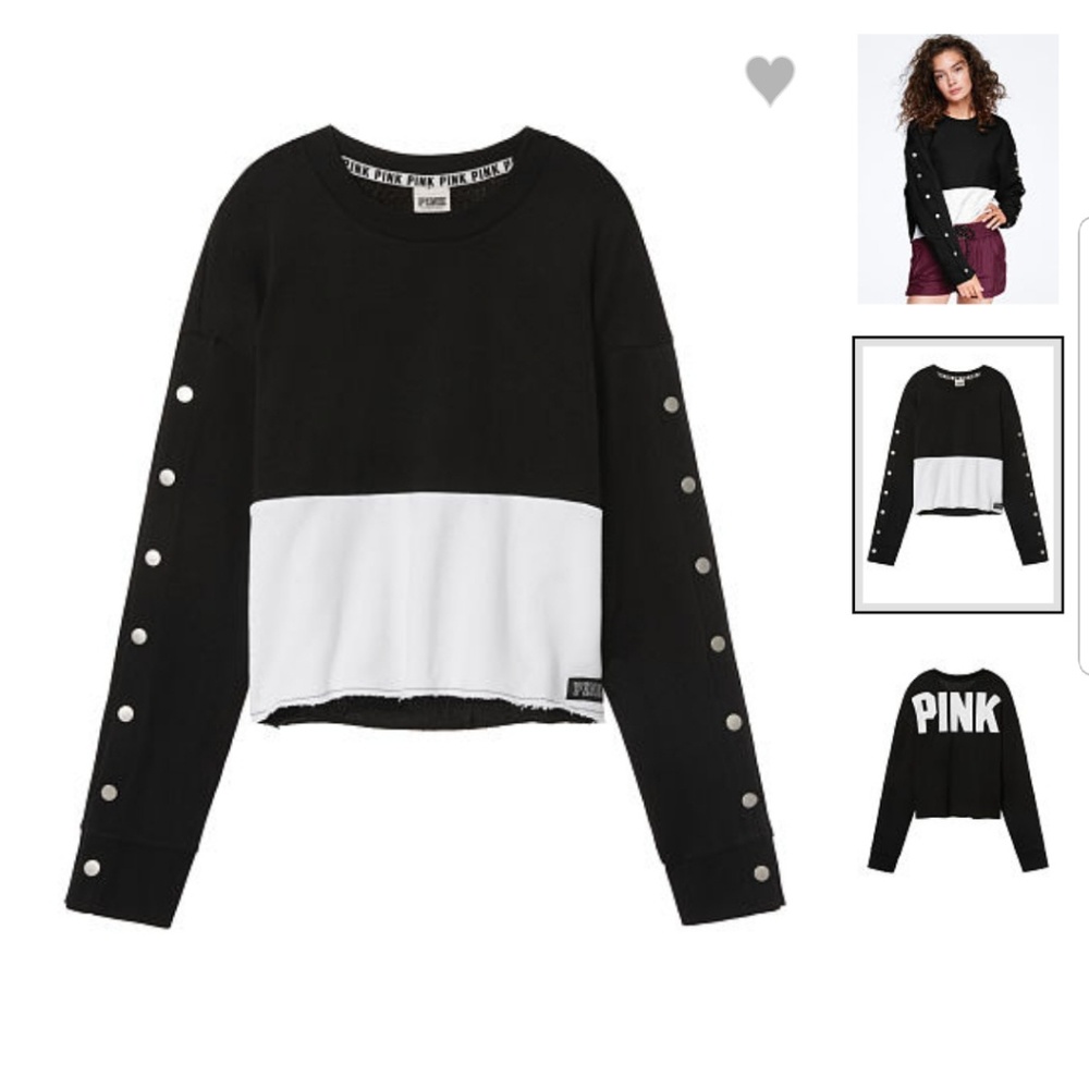 VS Pink outfit; snap track pant and sweatshirt.